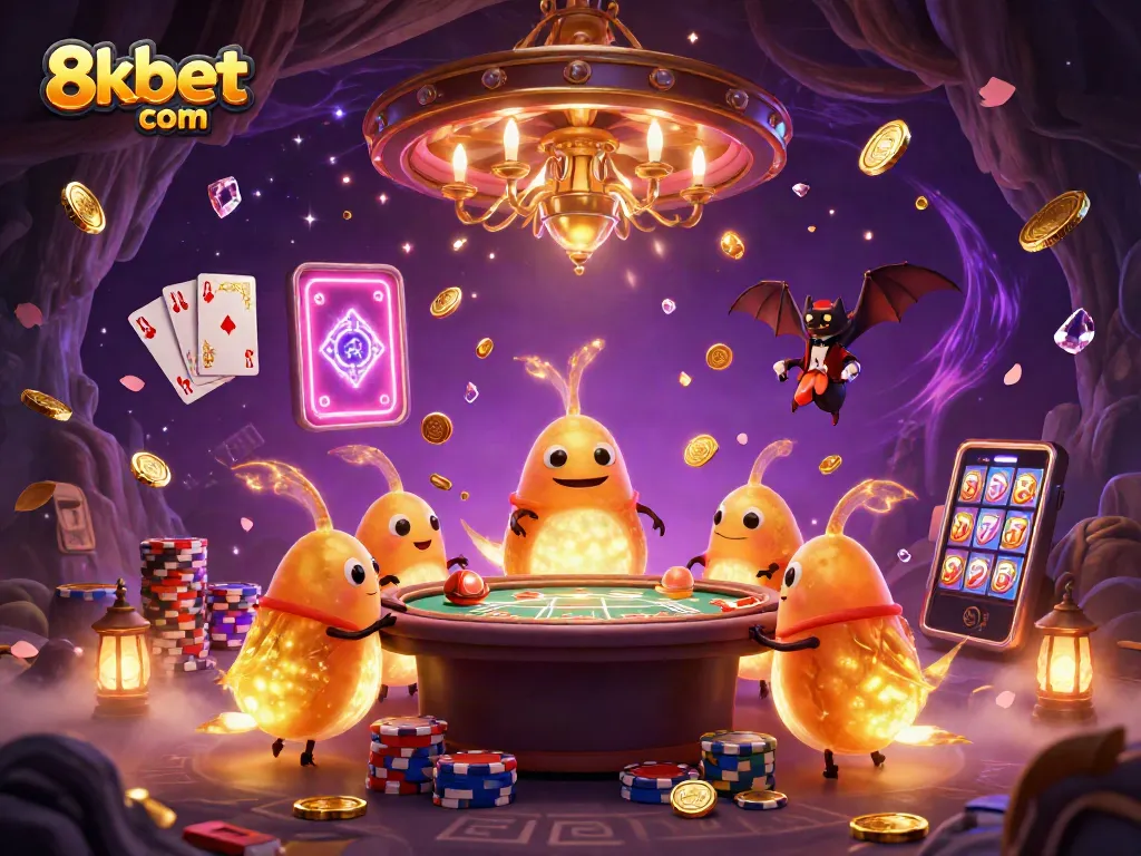 Experience excitement with 8xbet com at a bioluminescent cave casino featuring captivating glowworms.