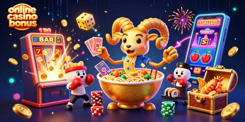Experience the thrill of winning with an online casino bonus from our vibrant 3D illustration showcasing dynamic gaming elements.
