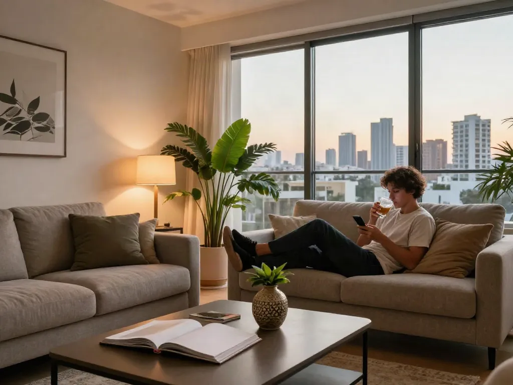 Discover the charm of דירות דיסקרטיות בנתניה with modern, inviting interiors and city views.